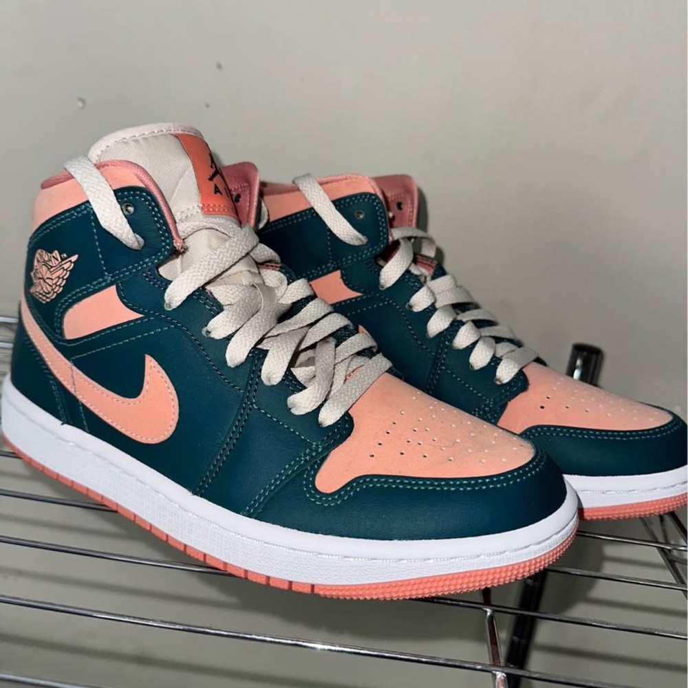 Teal and Peach High-Top Sneakers